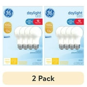 (2 pack) GE LED Light Bulbs, 100 Watt, Daylight, A19 Bulbs, Medium Base, Frosted Finish, 13yr, 4pk